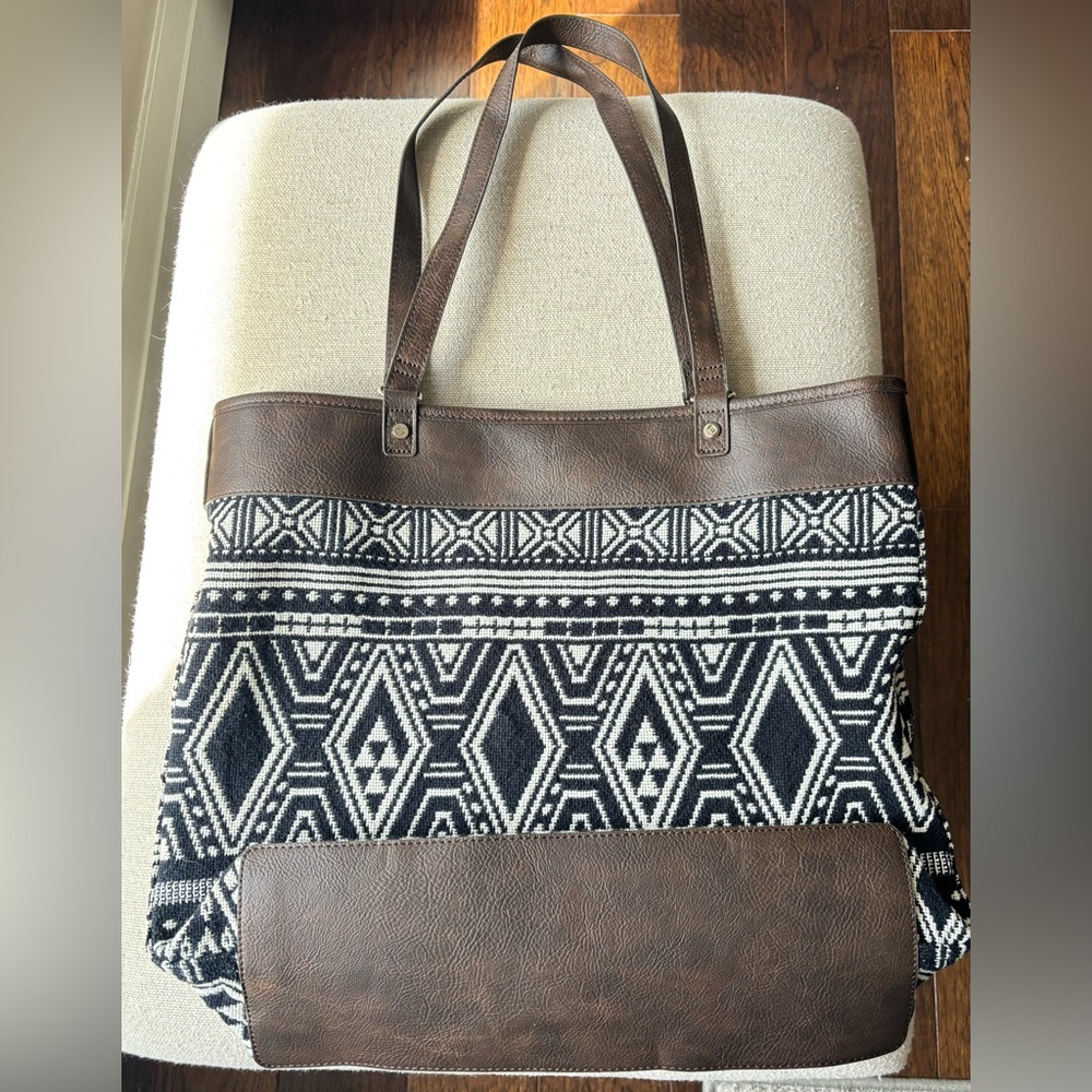 Thirty One Brown and Black Geometric Tote Bag